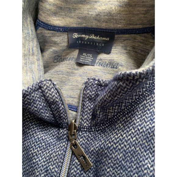 Tommy Bahama blue heathered Reversible 1/4 Zip Sweater MENS XL - Picture 3 of 7